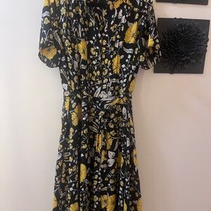 Nanette Lepore Black Dress with Yellow & White Floral Print